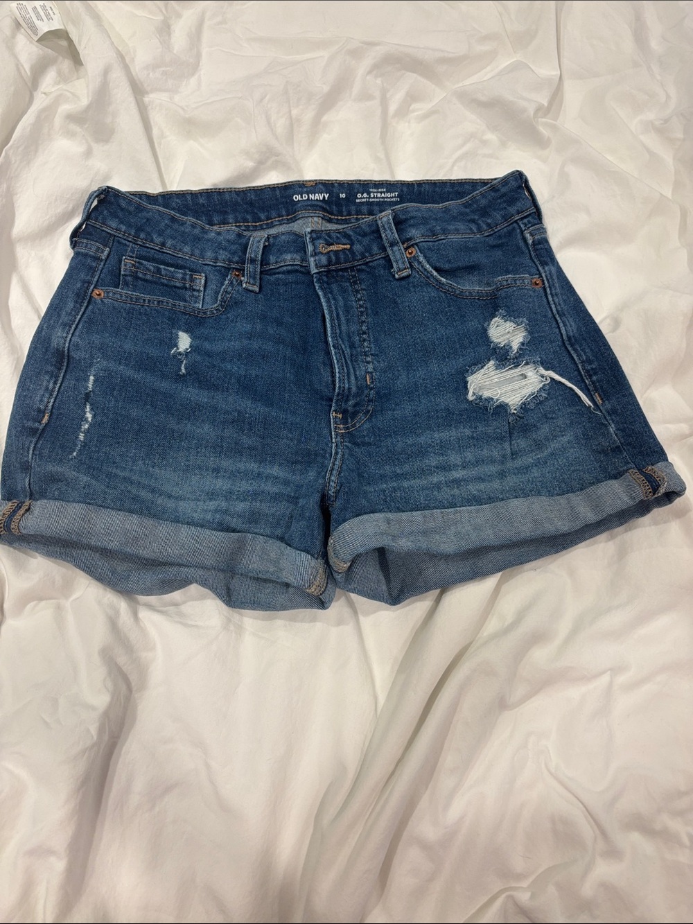 Old Navy Blue Rolled-Hem Distressed Denim Shorts